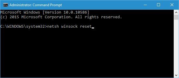 netsh winsock reset command prompt ip configuration failure