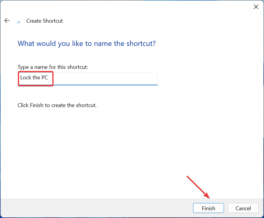create shortcut to lock windows 11
